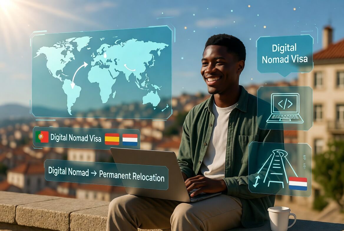 Nigerian tech freelancer working remotely on a Digital Nomad Visa while planning permanent relocation to Europe in 2026
